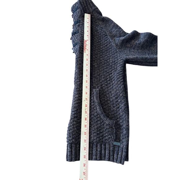 JB Holt Medium Pullover Men’s Knit Sweater Gray Cream 1/4 Toggle Kangaroo Pocket - Picture 7 of 9